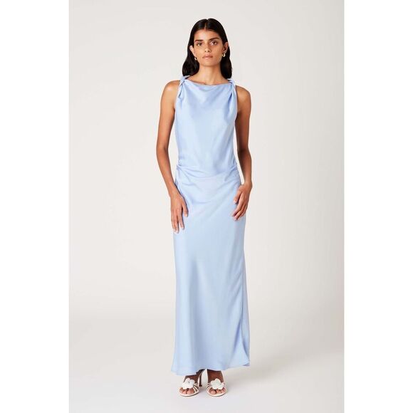 NIA Meyer Dress Maxi Satin Dress Blue Cocktail Summer Vacation Dress size S NWT - Picture 2 of 7